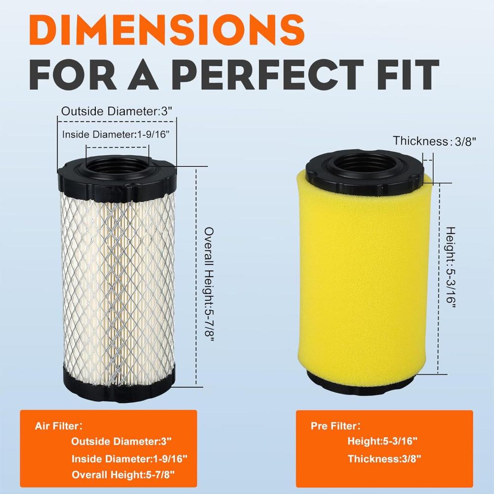 HIPA 793569 793685 Air Filter for Briggs & Stratton 4241 5415 John Deere LA125 LA115 D100 D110 D120 GY21055 MIU11511 Lawn Mower Tractor (2 Pack)