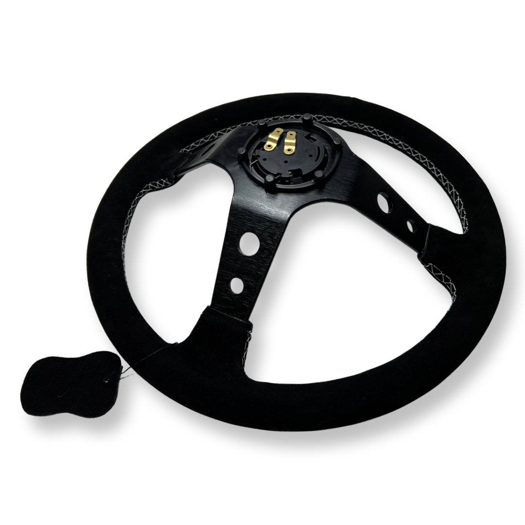 Suede 350mm Steering Wheel + Short Hub Adapter Kit For Ford F 150 350 450