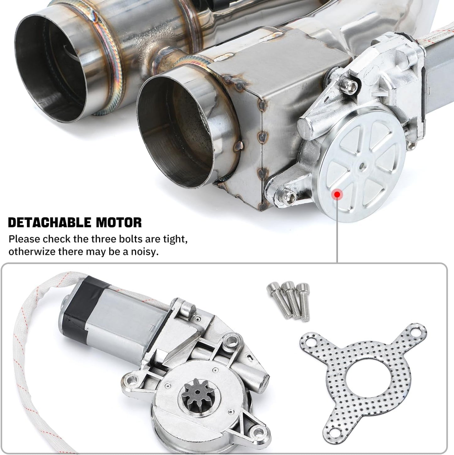 Universal 2.5 Inch Dual Stainless Steel Exhaust Valve Pipe Kit 2PC