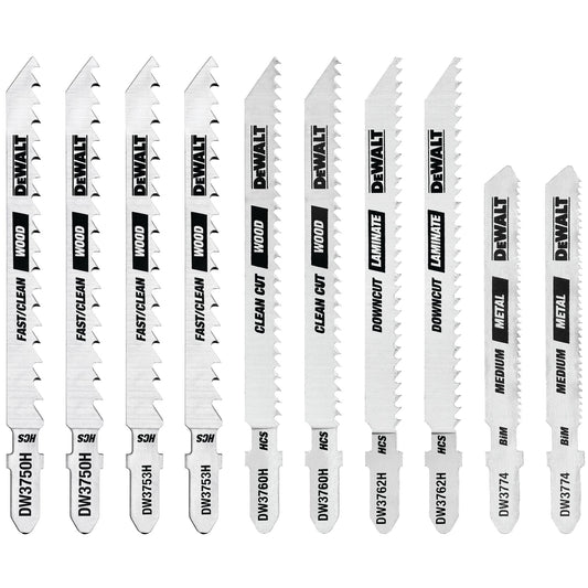 DeWalt DW3741C Jigsaw Blades Set With Case T-Shank 10-Piece