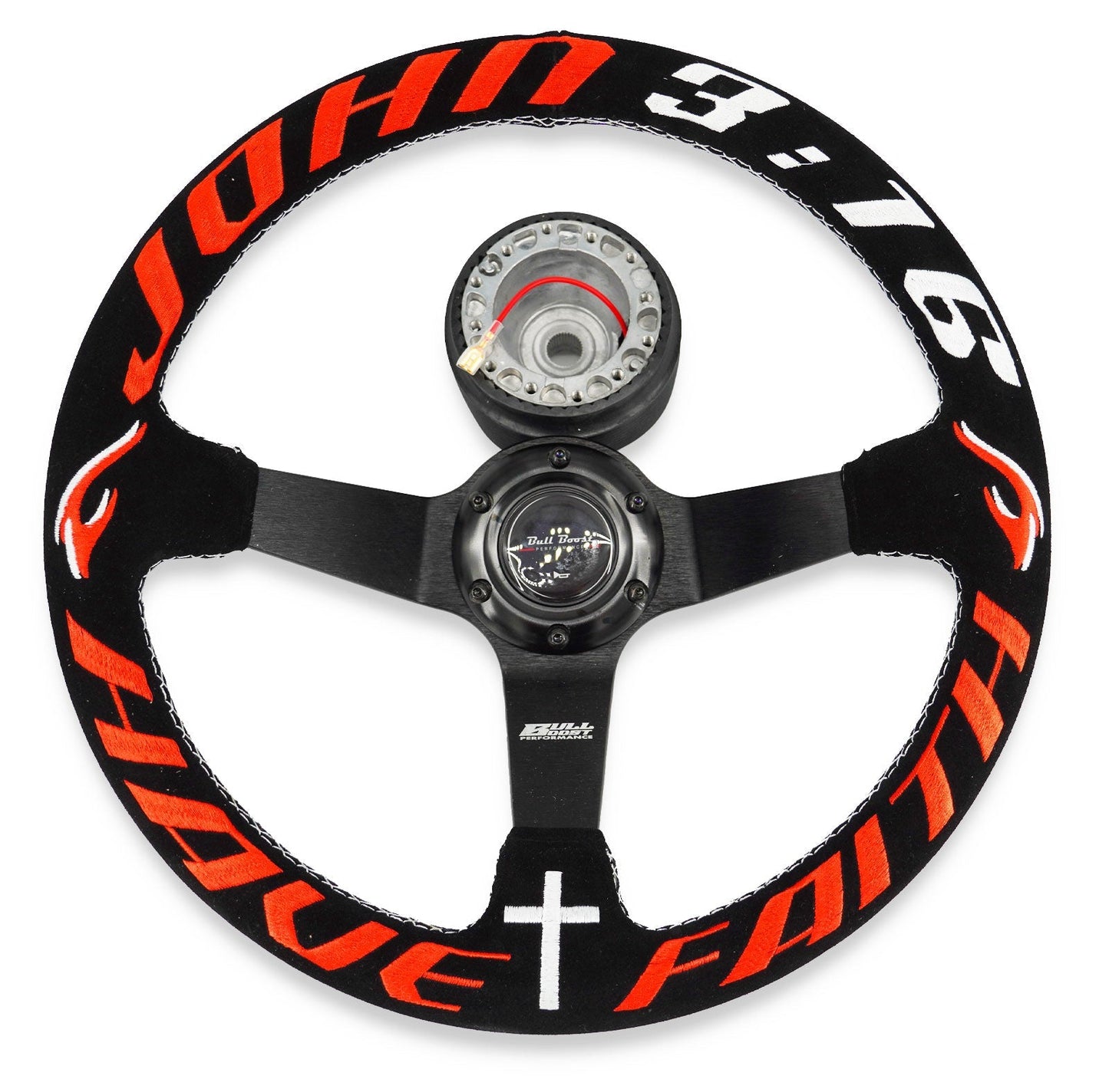 Have Faith Suede Steering Wheel + Hub Adapter Kit For Toyota Corolla, Hilux Pickup