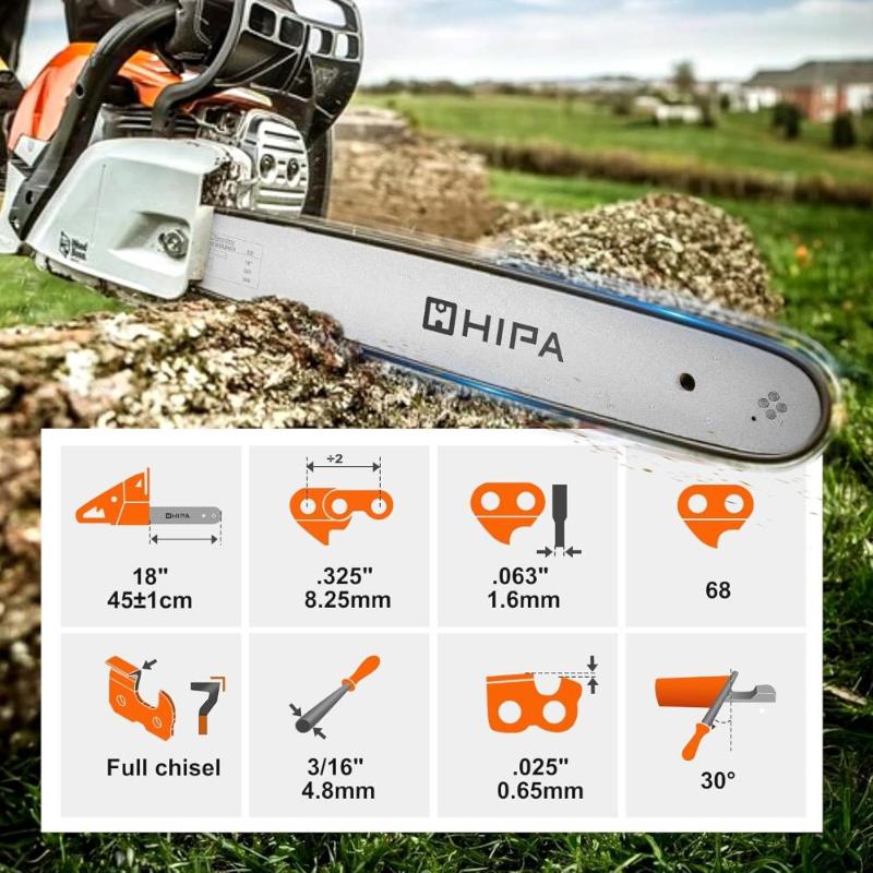 18 Inch MS250 Full Chisel Chains .325 Pitch .063 Gauge 68 DL For Stihl MS250C MS251 MS230 MS210 025 023 021 Chainsaw # 26RM3-68