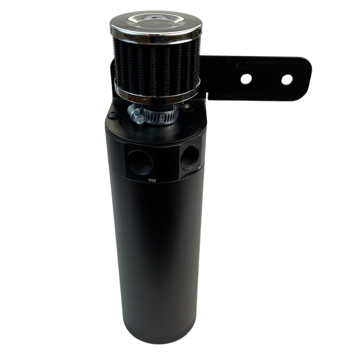 Red Universal Oil Catch Can XL 2Port -8AN + Mounting Bracket Kit + Filter 7.50z