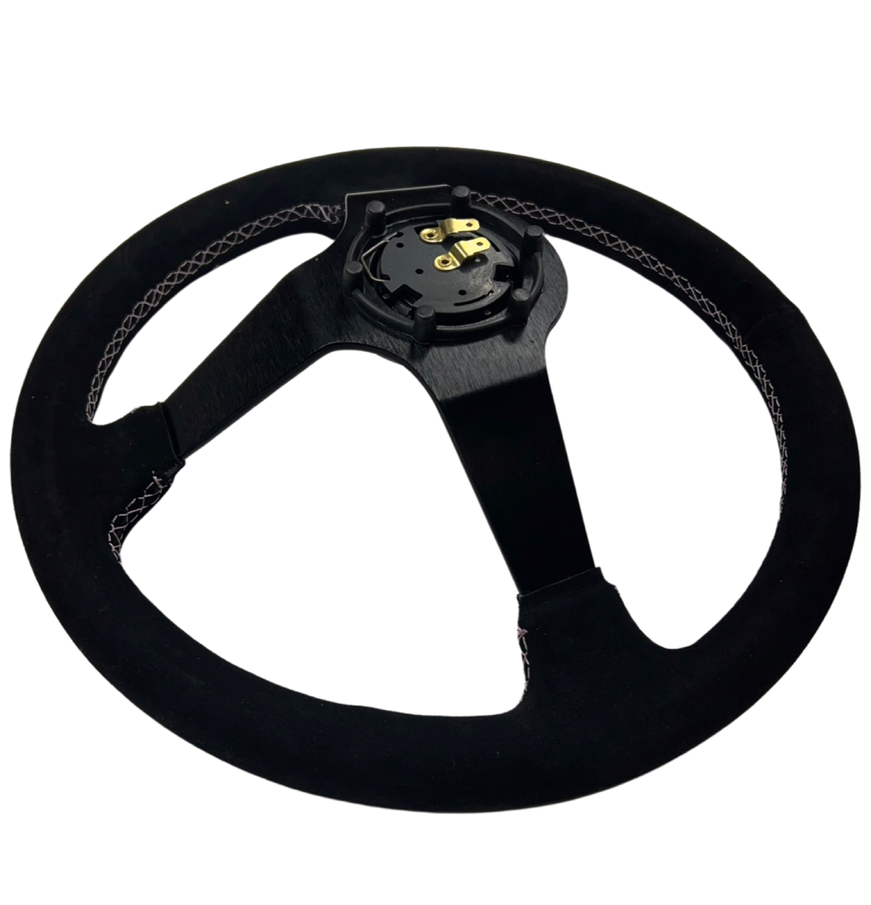 Deadboyz Suede Steering Wheel + Short Hub Adapter Kit For 02-07 Impreza WRX STI Legacy Eclipse Lancer Galant 3000GT