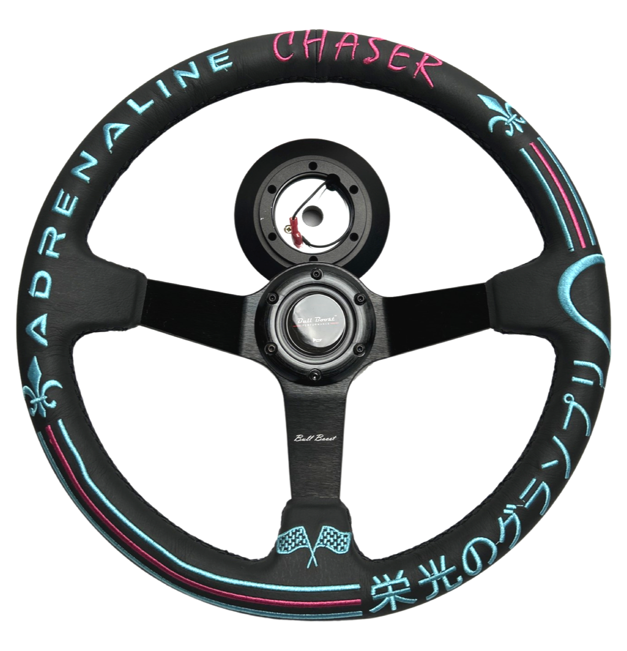 Leather Heart Deep Dish Suede Steering Wheel + Short Hub Adapter Kit For Honda Acura Civic Integra Accord Del Sol, CRX, Prelude