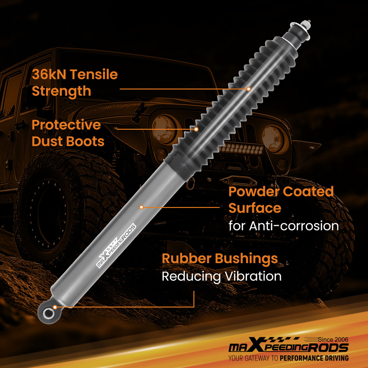 Front Shocks compatible For Jeep Wrangler JK Unlimited 07-18 Lifted 0.5-2.5"