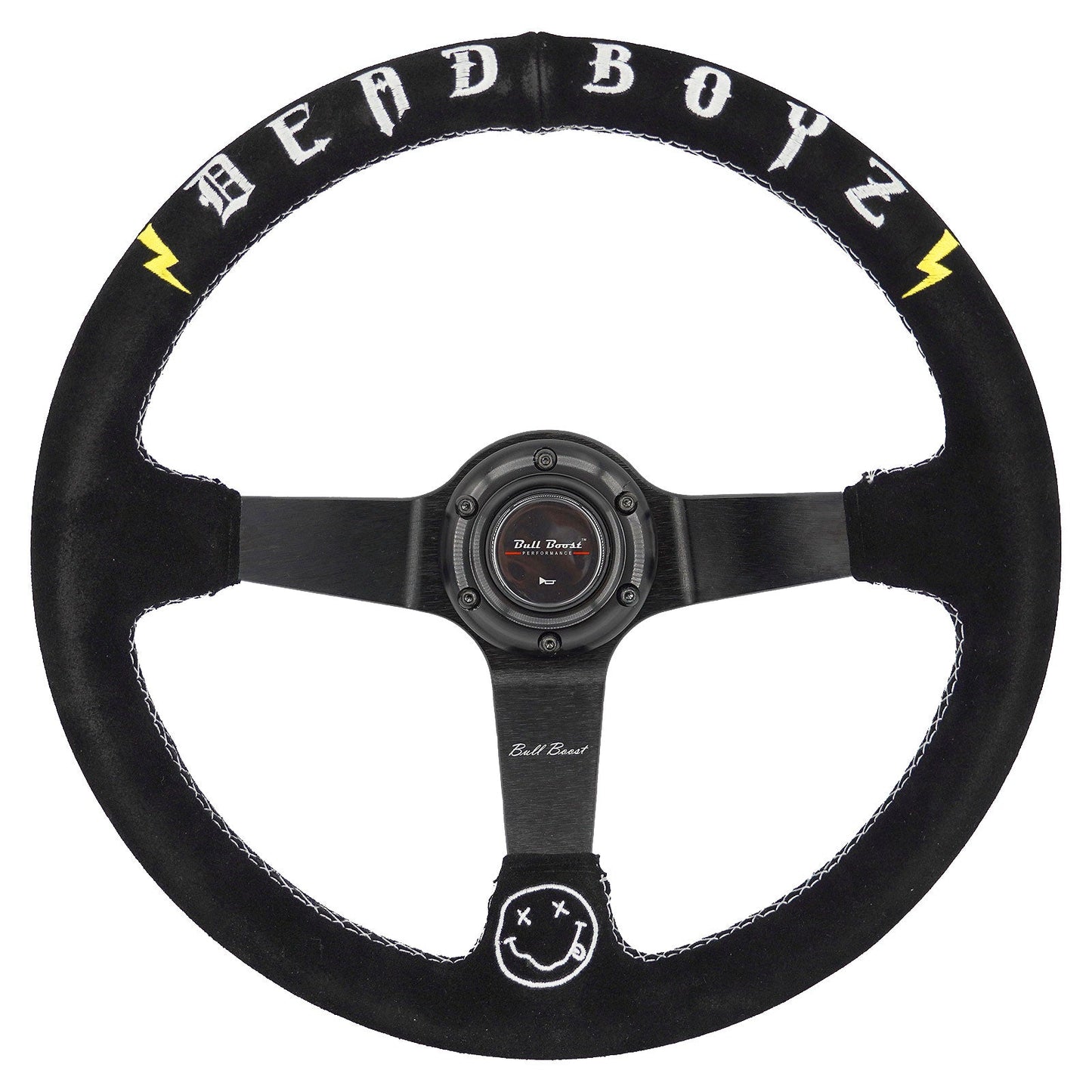 Deadboyz Universal 350mm 3"Deep Dish 6-Bolt Steering Wheel Black Suede