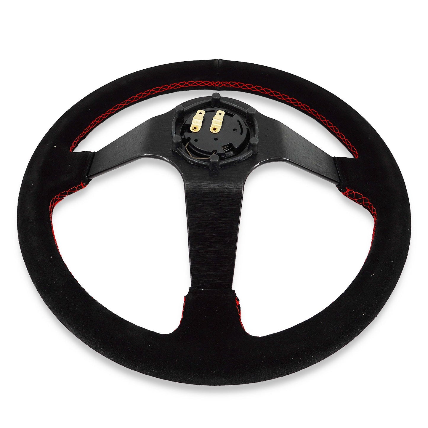 Okinawa Japan Rising Sun Universal 350mm 3"Deep Dish 6-Bolt Steering Wheel Black Suede