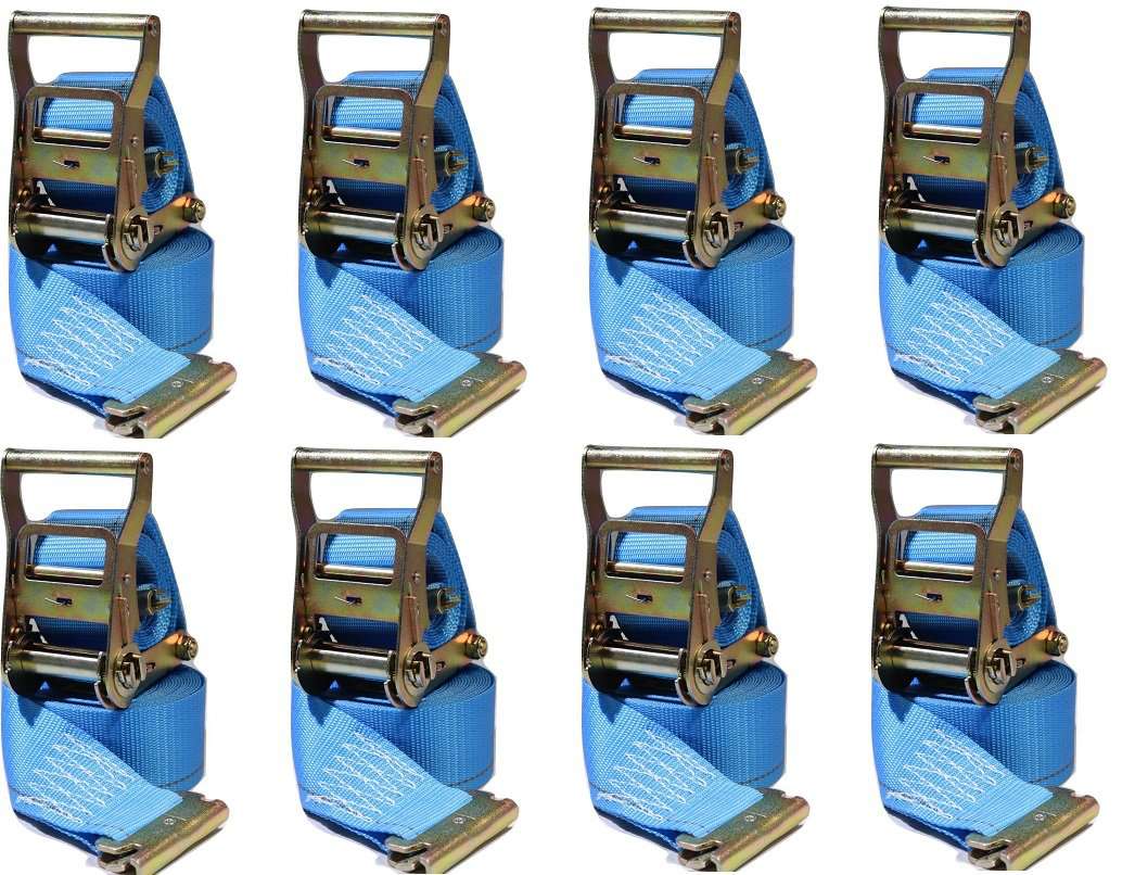 2 in x 20 Ft Van Ratchet Strap Logistic E-Track w/ Spring E 8 PACK | R20E