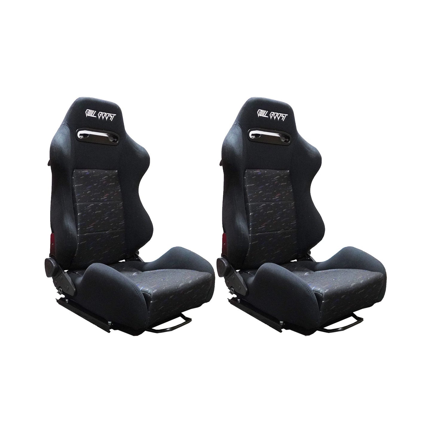 Adjustable Black Luxury Racing Lowered SR3 CONFETTI Style Velvet Seat w/ Sliders