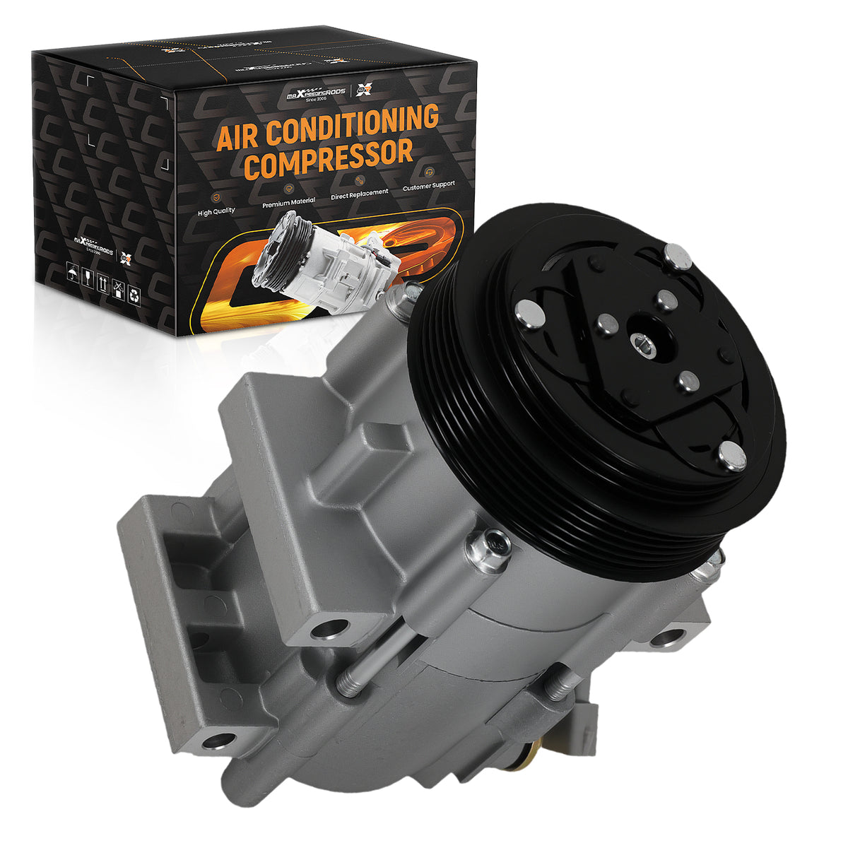 A/C Compressor compatible For Ford F150 F-250 F-350 Super Duty 05-07 compatible For Ford Mustang CO101290C