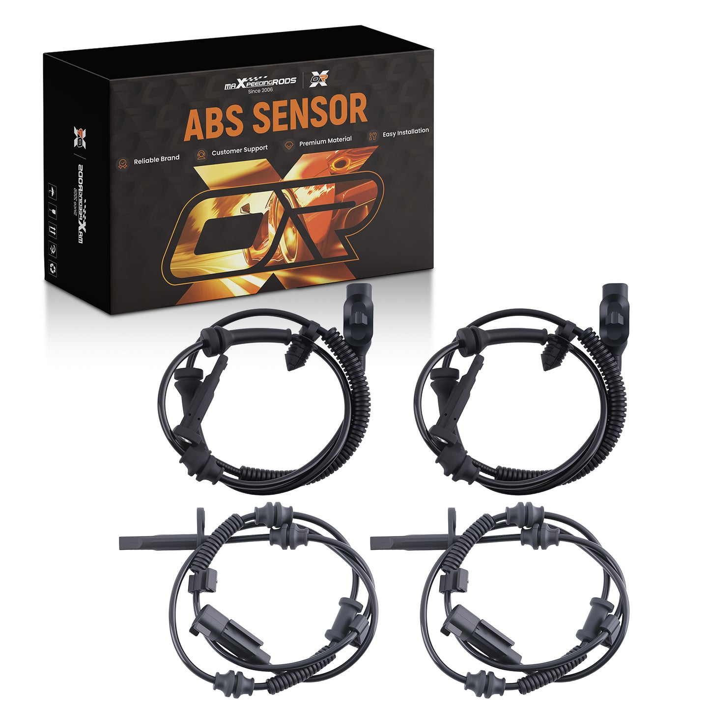 4PC ABS Wheel Speed Sensor compatible For Jeep Cherokee 2014-2020  68141898AB 68141887AB Set