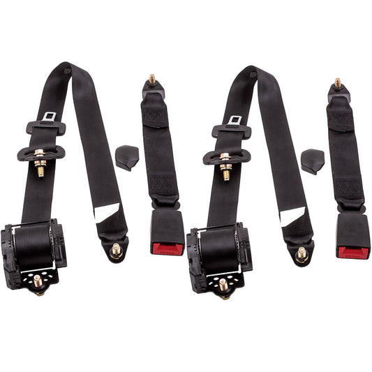 2x 3 Point Retractable Auto Car Safety compatible For Seat Belt Diagonal Belt For Universal Car