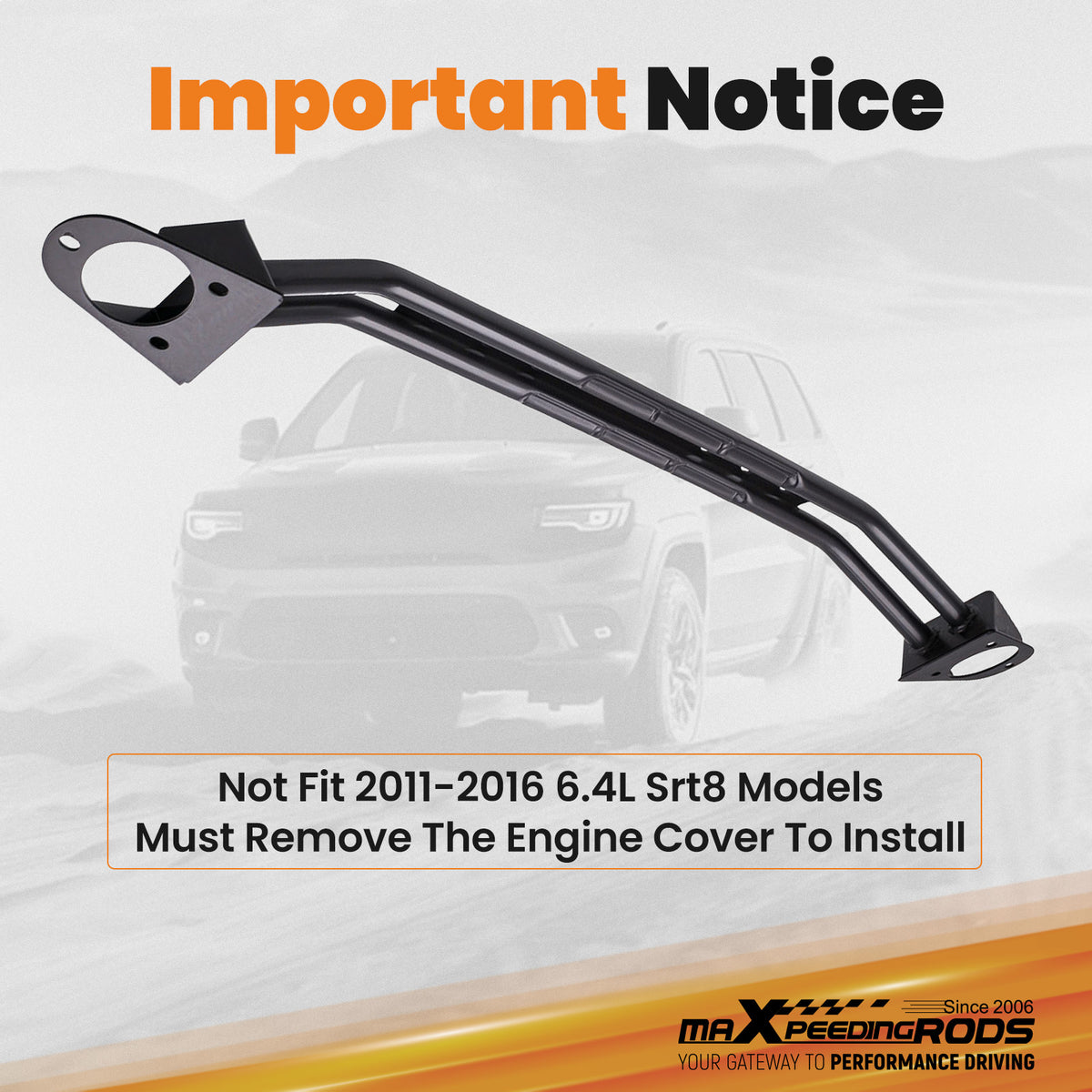 Front Upper Strut Tower Dual Bar Brace Rods Compatible For Chrysler 300C 05-23 (5.7L Hemi6.1L compatible For SRT8 Only)