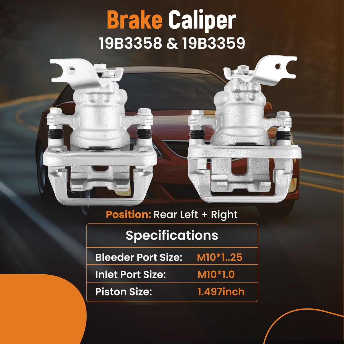 2X Rear Brake Caliper compatible For Acura TSX compatible For Honda Accord 19-B3358 19-B3359 2008-2012