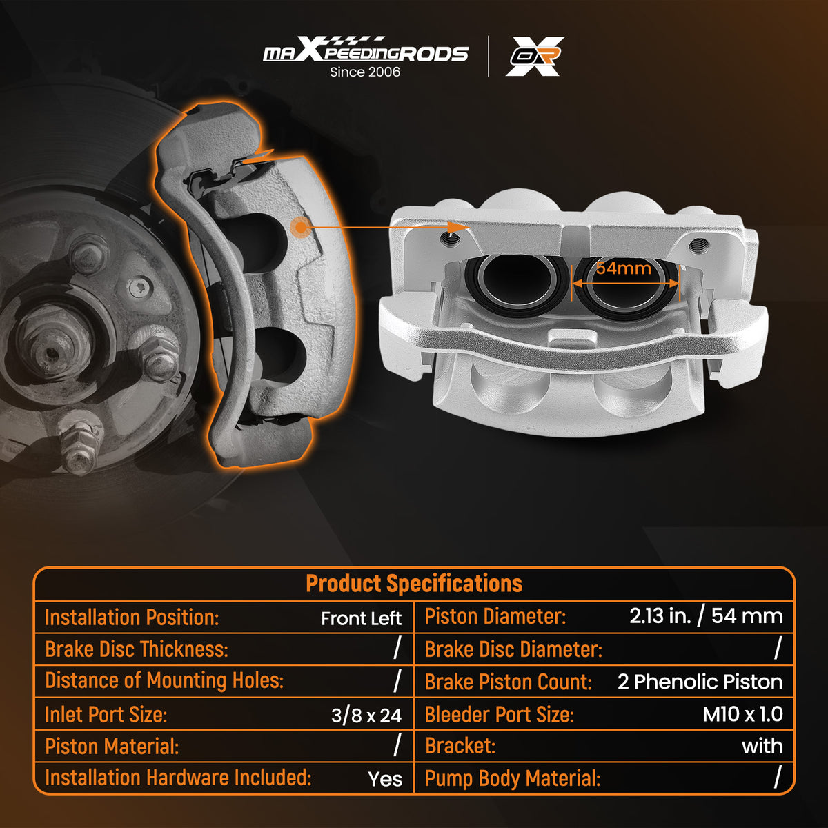 Brake Caliper Front LH w/Bracket compatible For Ford F-150 compatible For Lincoln Mark LT 06-08 9L3Z2B293A