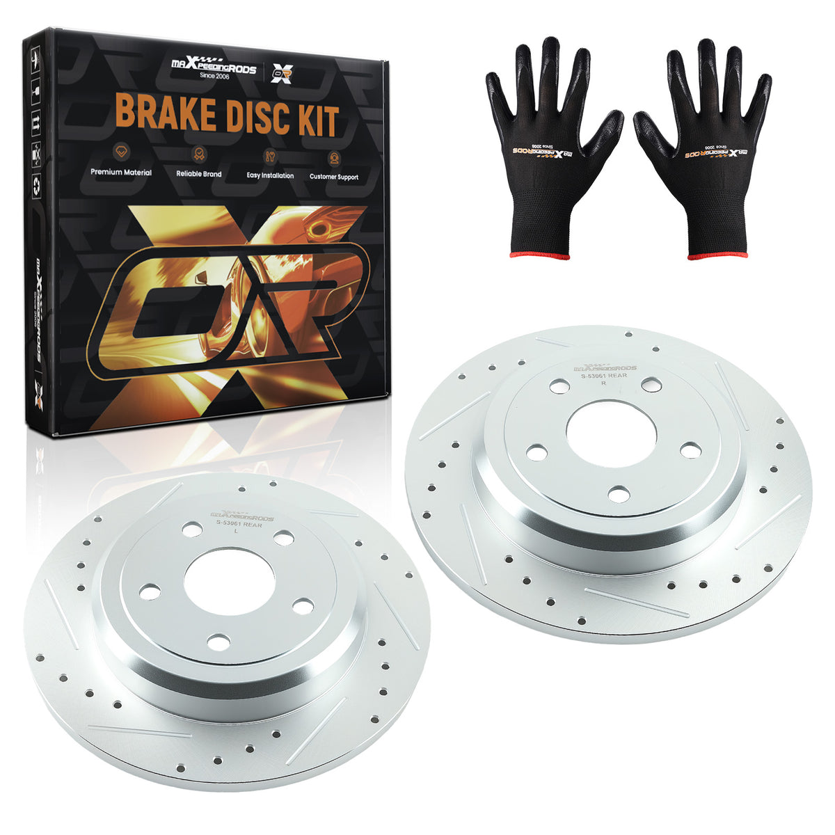 Rear SlottedDrilled Brake Rotors compatible For Jeep Grand Cherokee/Compatible For Dodge Durango 2011-20