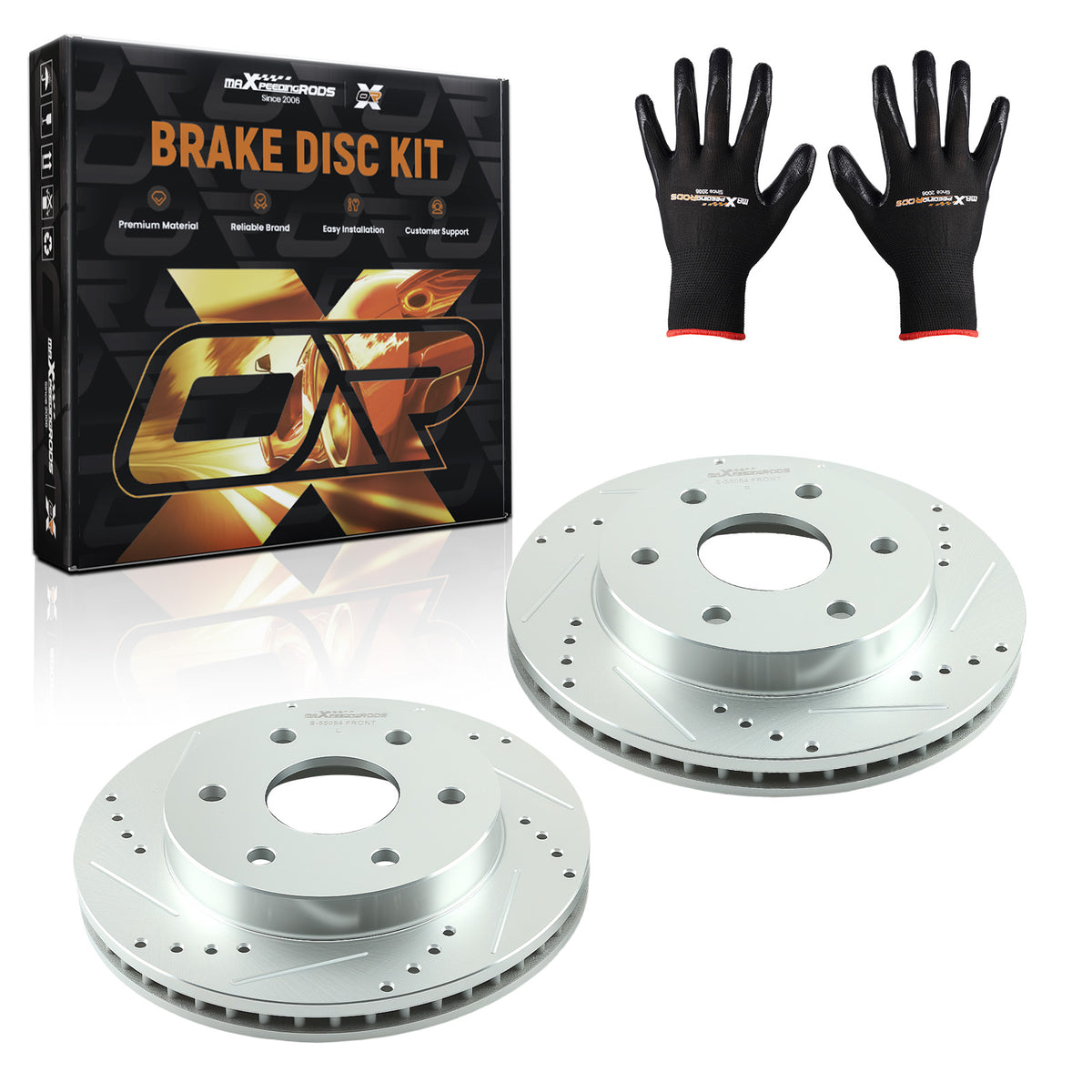 Front DrilledSlotted Disc Brake Rotors compatible For Cadillac Escalade 2002-06 S-55054