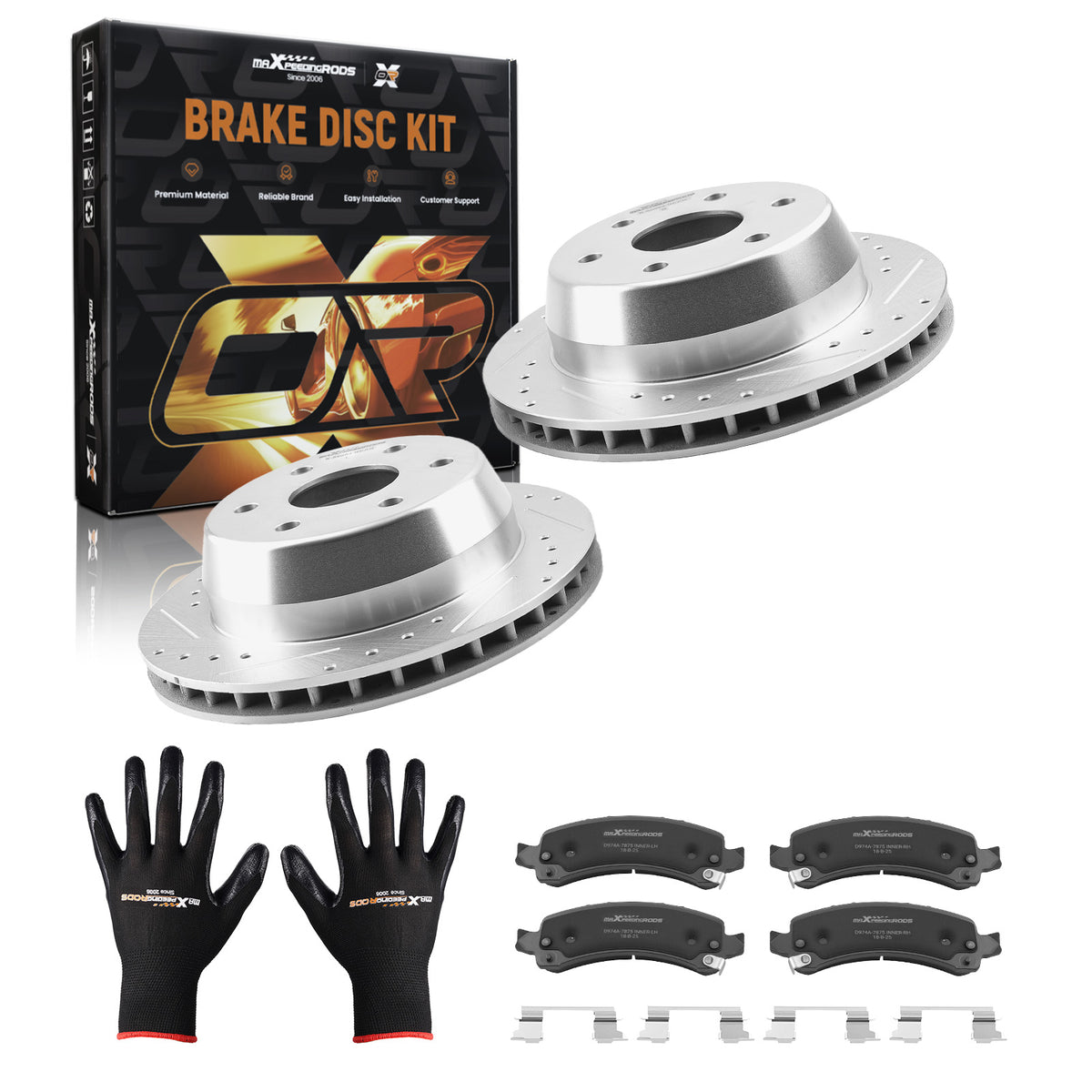 Rear Brake Rotors+Brake Pads Kit compatible For GMC Yukon XL 1500 2002-2006 S-55084 P-974A