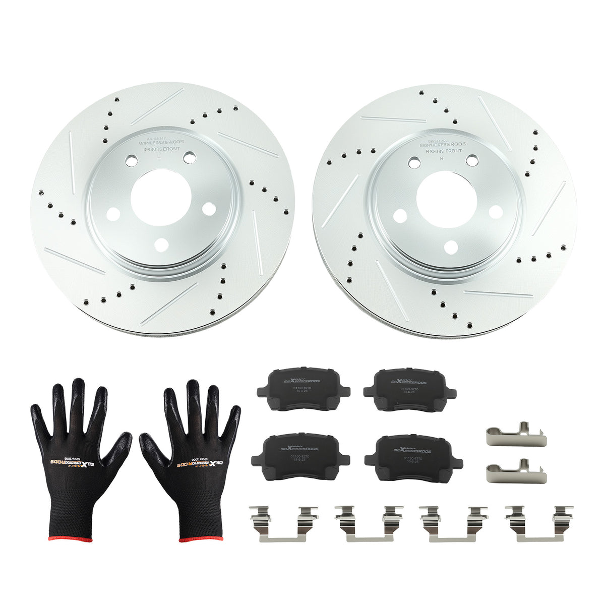 296mm Front Drilled Brake Rotors+Pads Compatible For Chevrolet Malibu 2004-05/2009-12