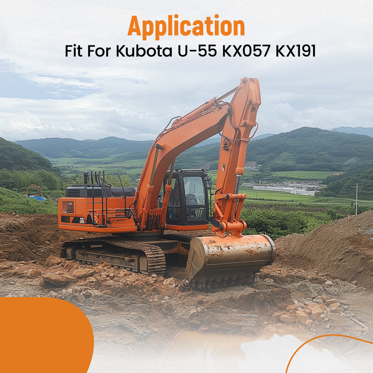 Construction Grade Bucket Ears compatible For Kubota U-55 KX057 KX191 Quick Attach Set