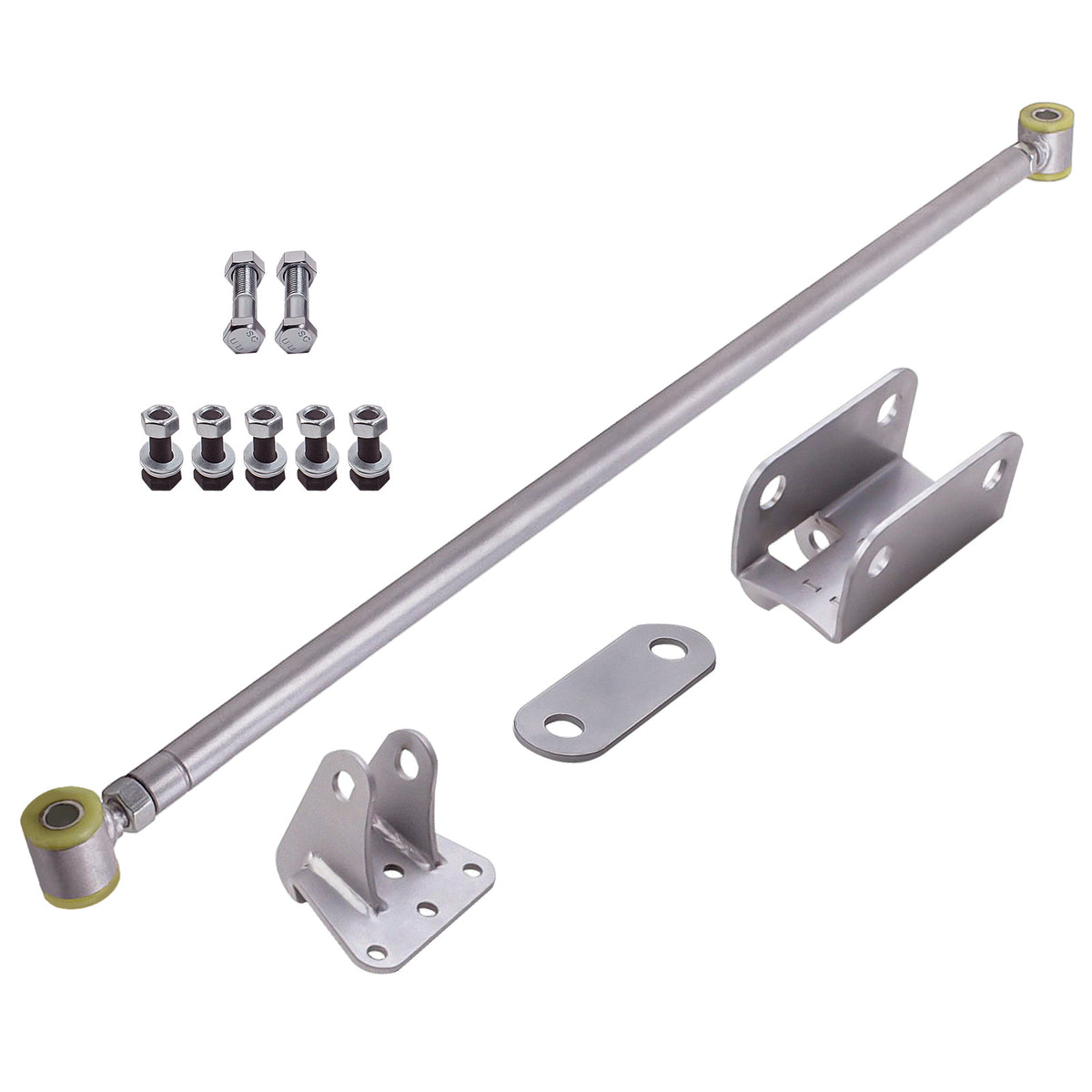 Compatible For Chevy C10 compatible For GMC Truck Silver Double Adjustable compatible For Panhard Trac Bar W/ Brackets