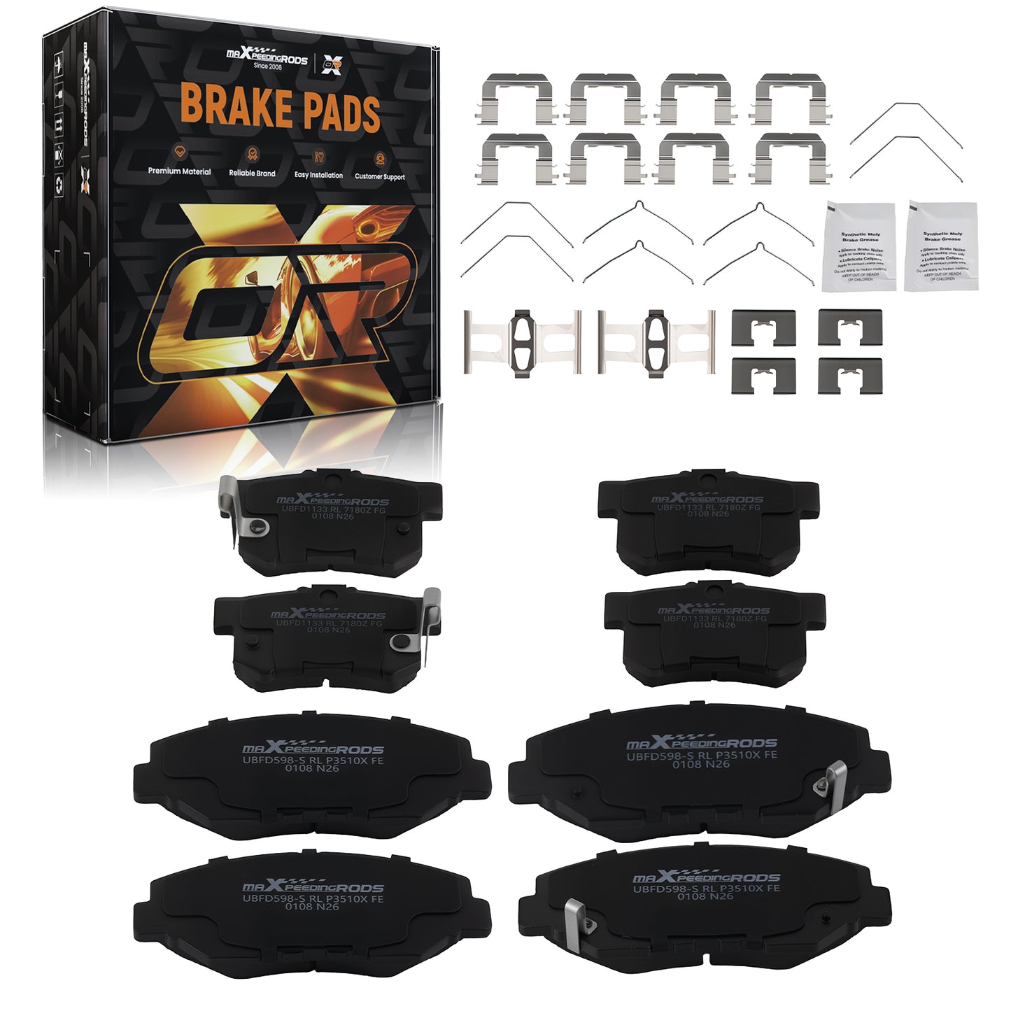 Front Rear Brake Pads Set compatible For Honda CR-V 2002 2003 2004/Element 2003-2011 D914