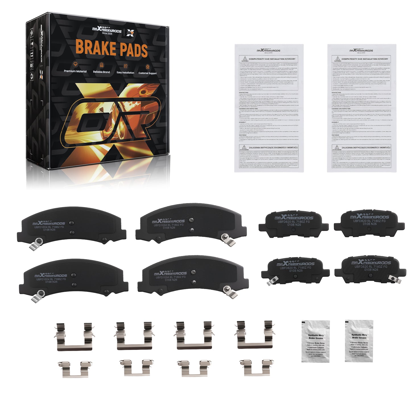 Front Rear Ceramic Brake Pads Set compatible For Chevrolet Impala/Impala Limited 2010-2016