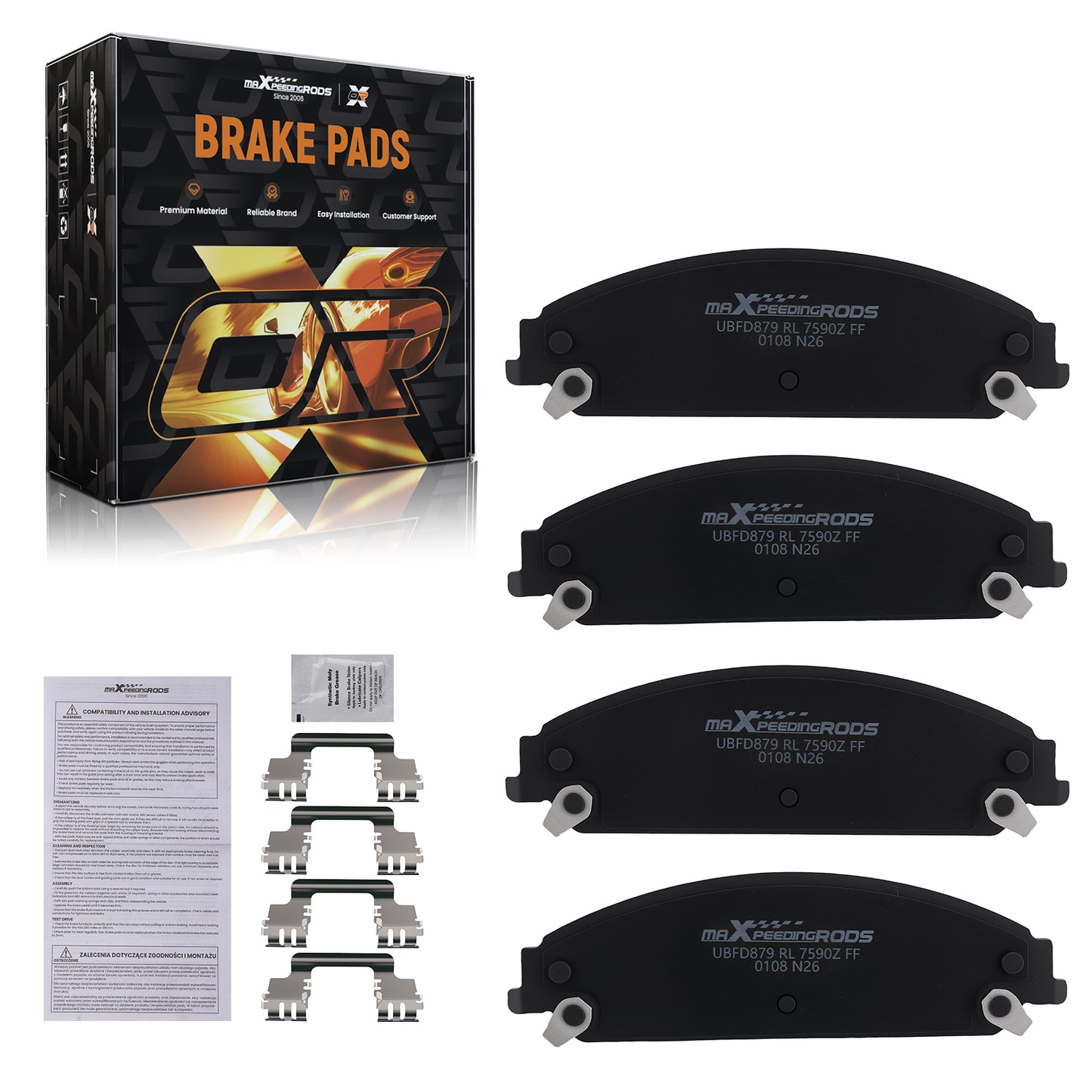 Front Ceramic Brake Pads Set compatible For Chrysler 200 2013-2014/Compatible For Chrysler 300 2005-2019