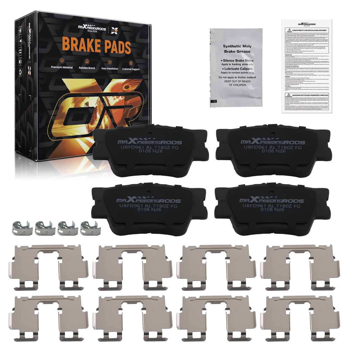 Rear Ceramic Brake Pads Set compatible For Toyota Camry 2007-2023 Matrix 2009-2013 D1212