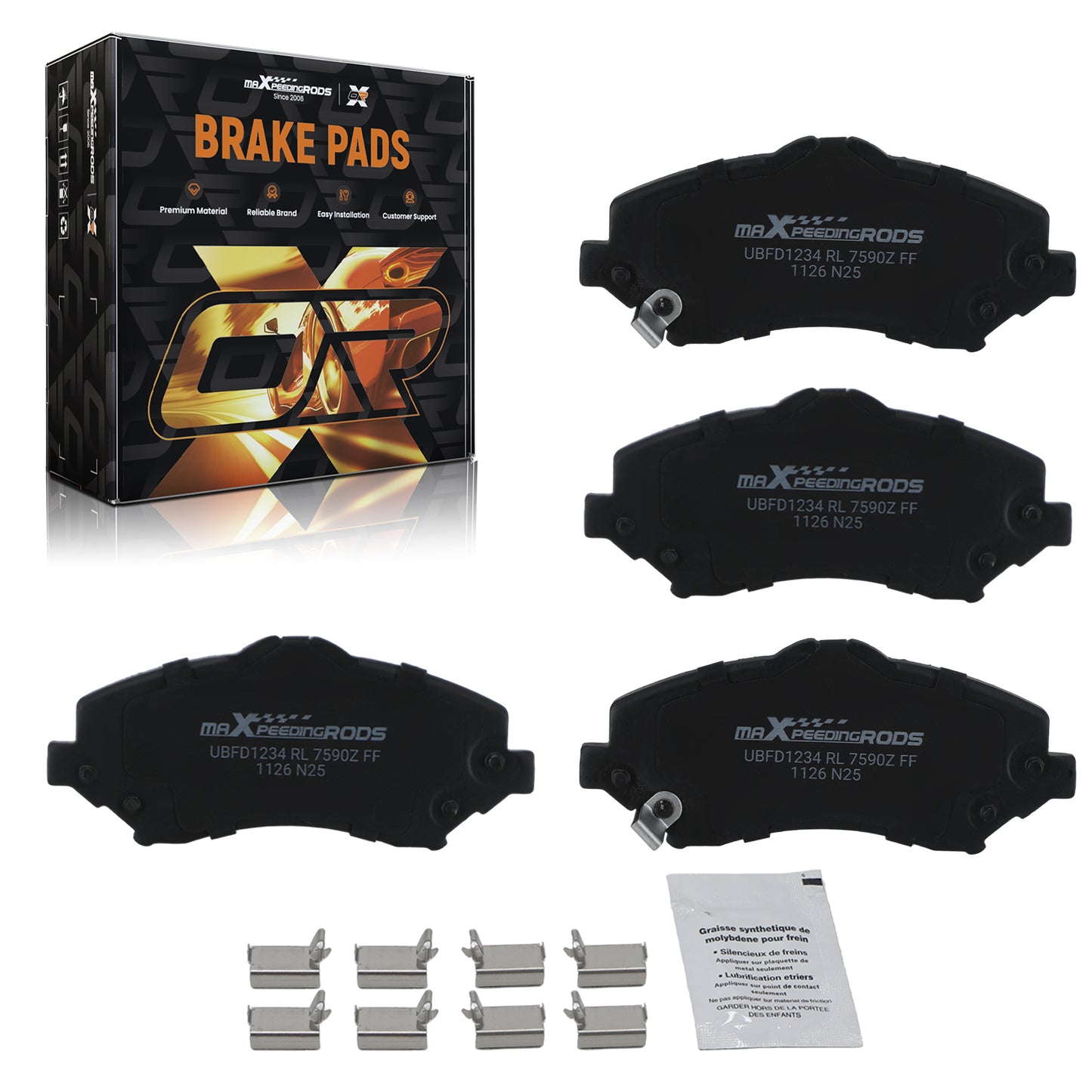 Front Ceramic Brake Pads Set compatible For Chrysler TownCountry 2008-16/Compatible For Ram C/V 2012-15