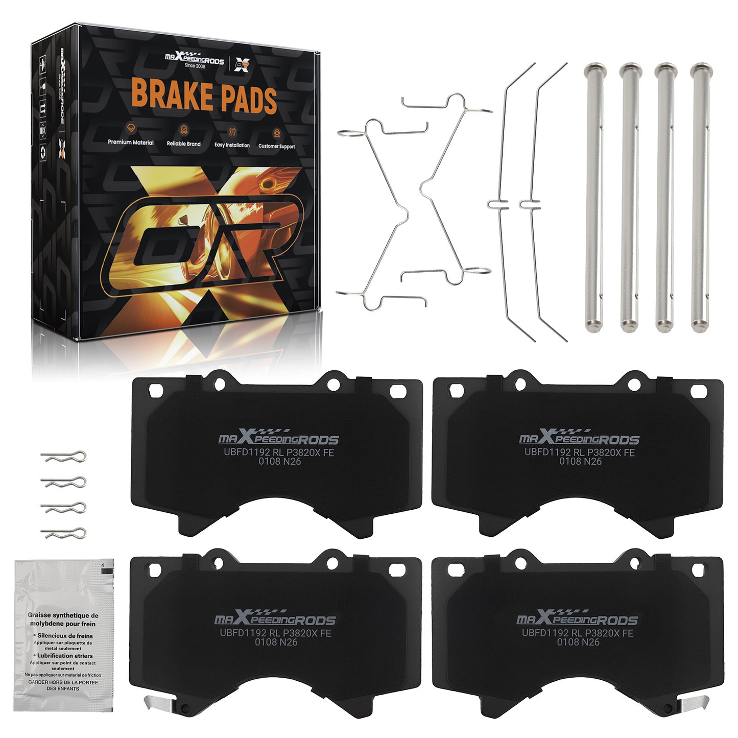 Front Brake Pads Set compatible For Lexus LX570 /Compatible For Toyota Land Cruiser 2008-2021  P1303 D1303