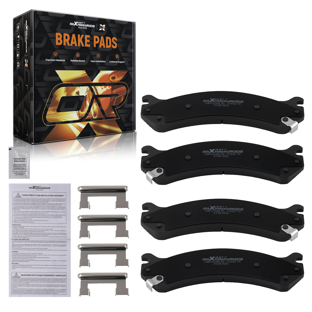 Front Ceramic Brake Pads Set compatible For Cadillac DTS 2006-2011 DeVille 2000-2005 D784