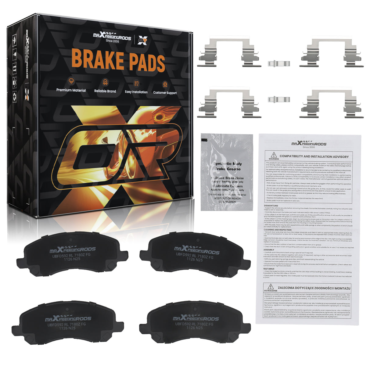 Front Ceramic Brake Pads Set compatible For Chrysler 200 2011-2014 compatible For Chrysler Sebring 2001-10