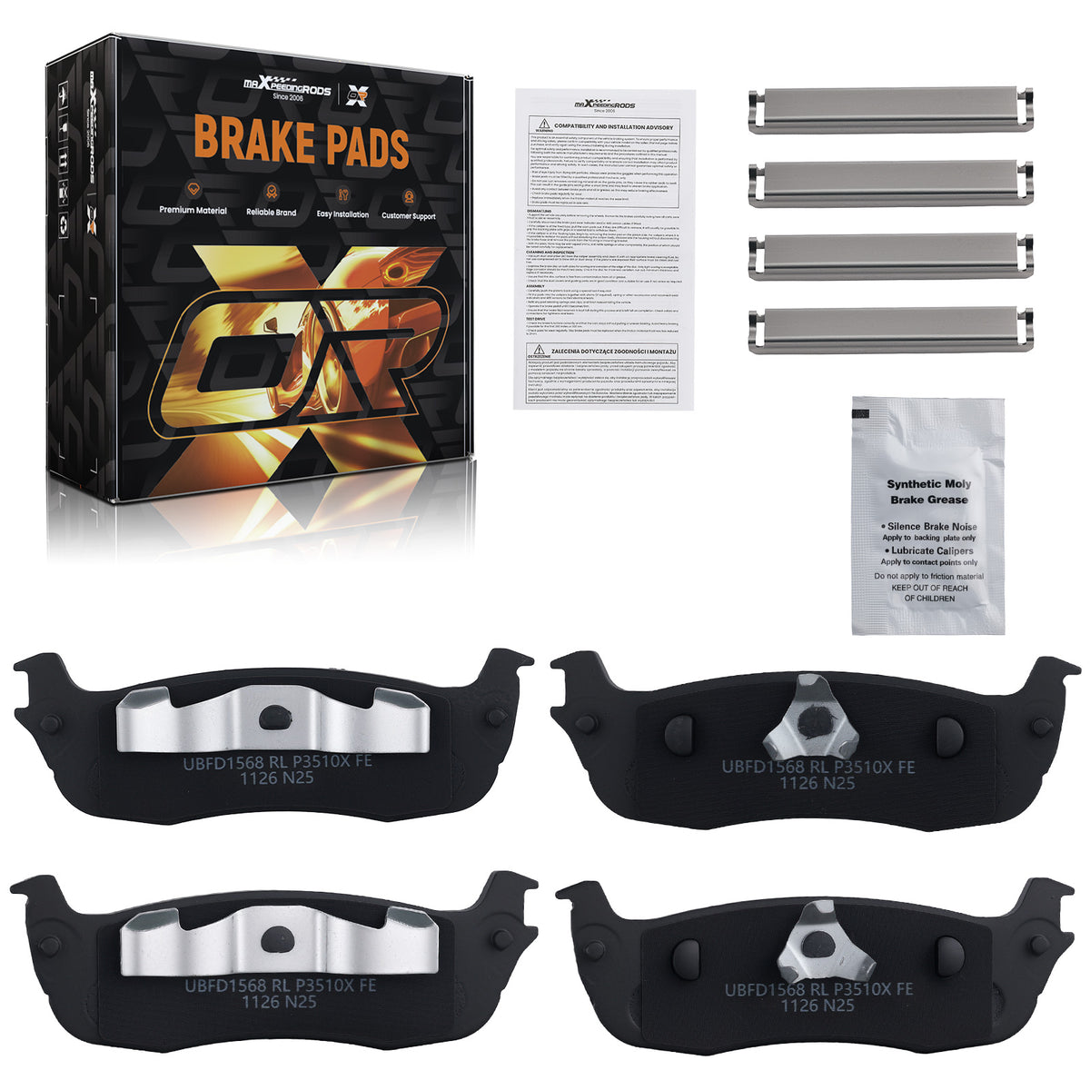 Rear LR Brake Pads compatible For Lincoln Town Car 2003-2011/Navigator 1998-2002 D879