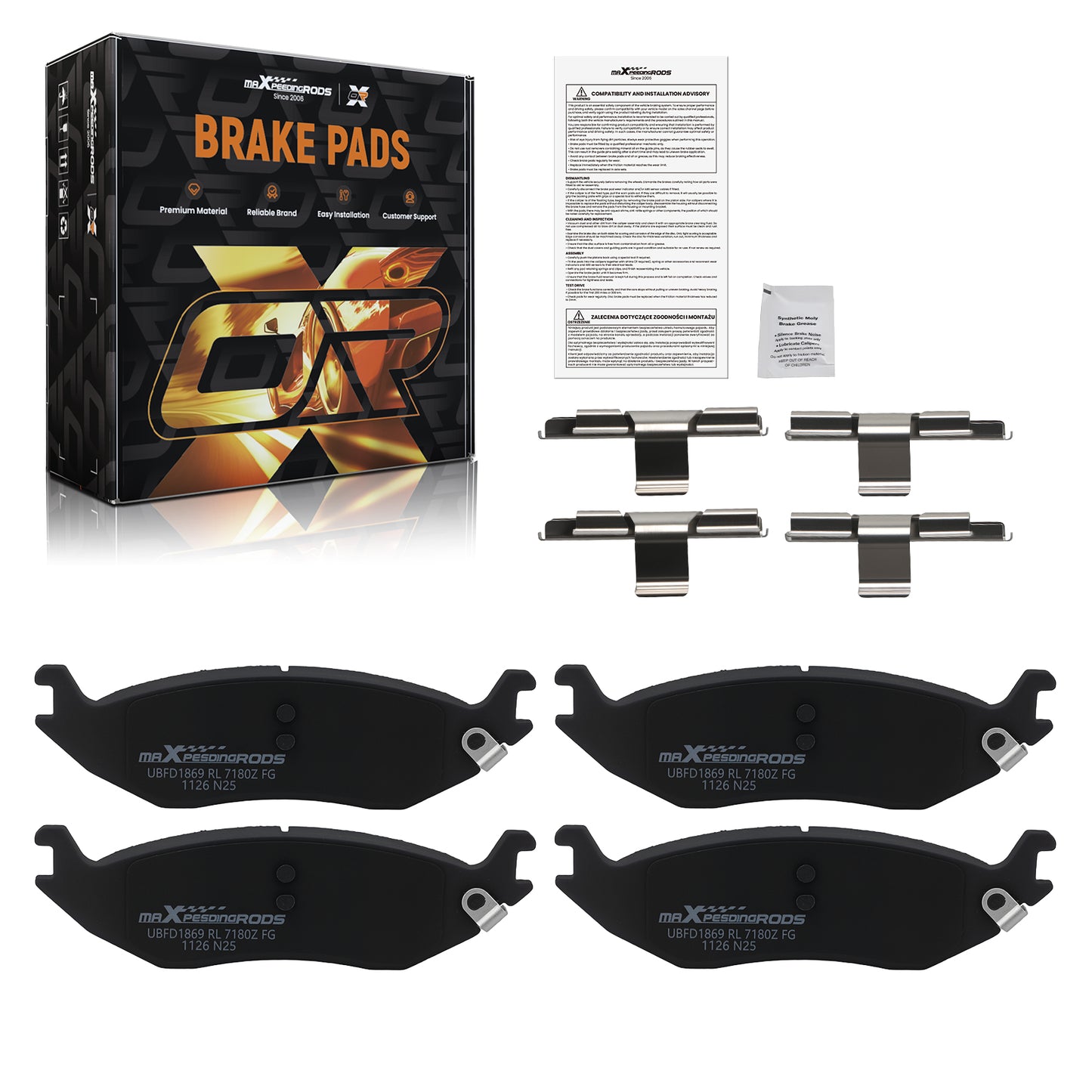 Rear Ceramic Brake Pads Set compatible For Dodge Durango 2003-2006/Compatible For Ram 1500 2002-2006