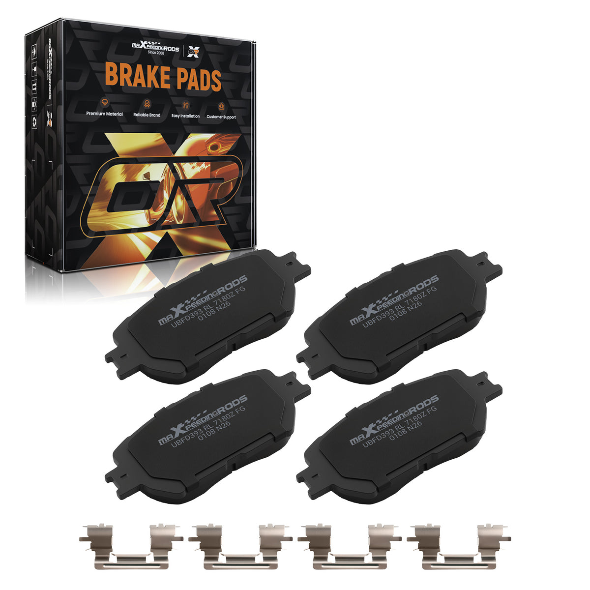 Front Ceramic Brake Pads Set compatible For Lexus GS300 2006/ IS250 2009-2015 w/Hardwares