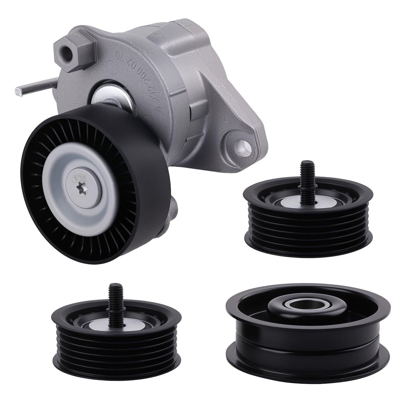 4Pcs Belt Tensioner w/ Idler Pulley Set compatible For Mercedes C300 C350 E350 ML350