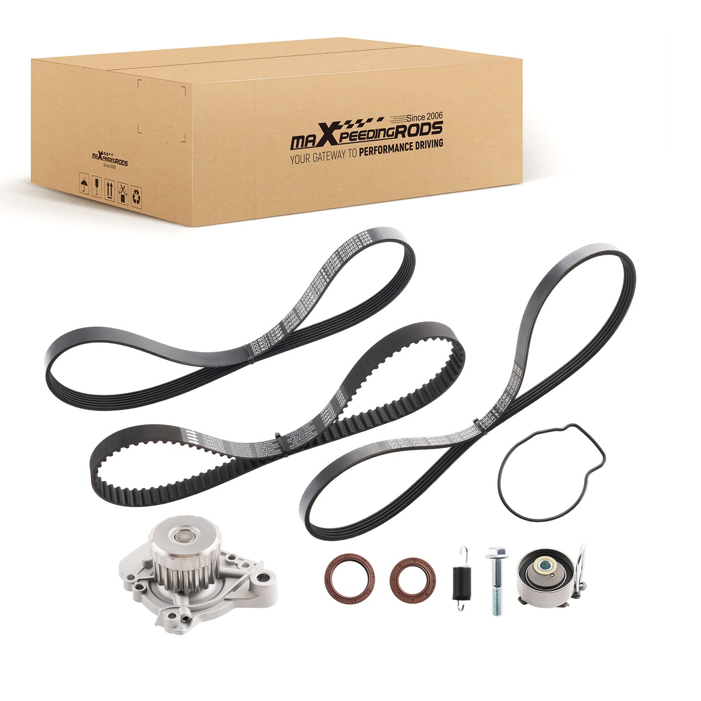 Timing Belt Water Pump w/ 2X Serpentine Belt Kit compatible For Honda Civic DX 1.7L 01-05