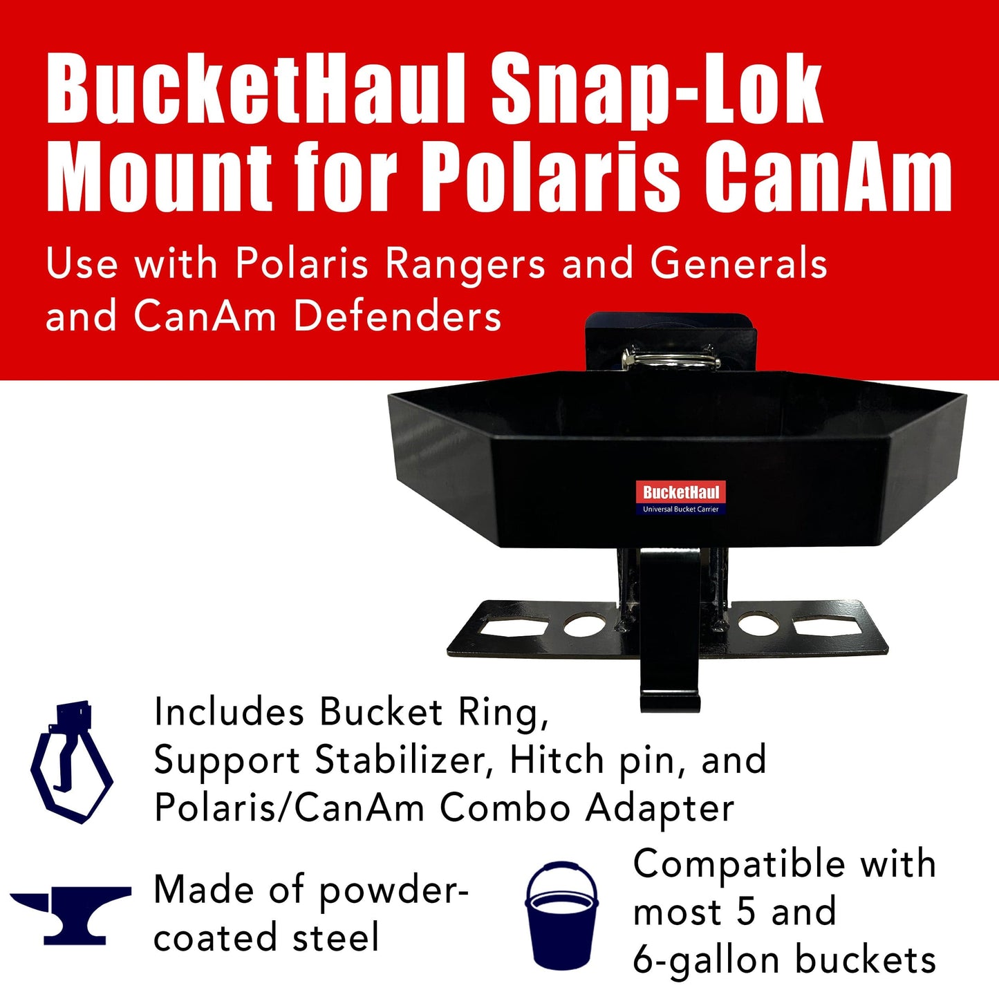 BucketHaul Snap-Lok Rotating Mount for Polaris and CanAm