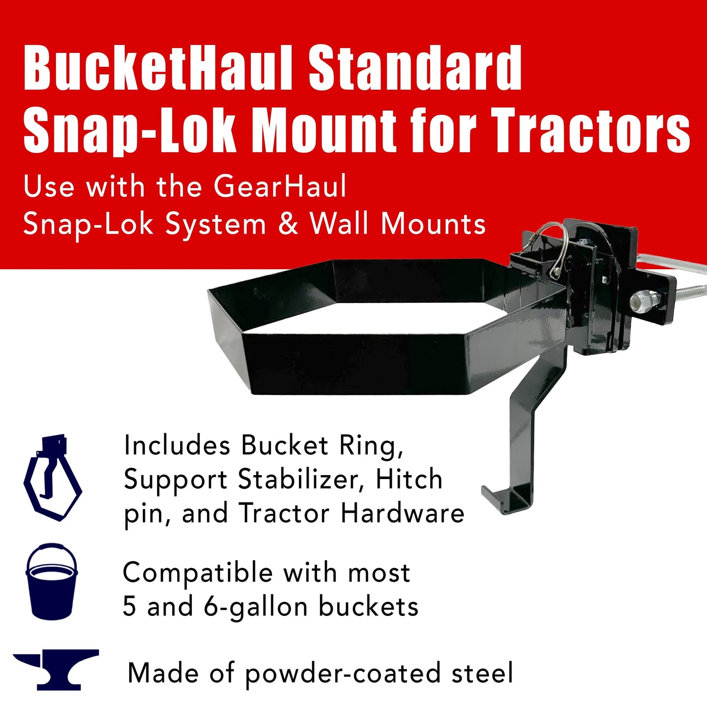 BucketHaul Snap-Lok Rotating Mount for Tractors