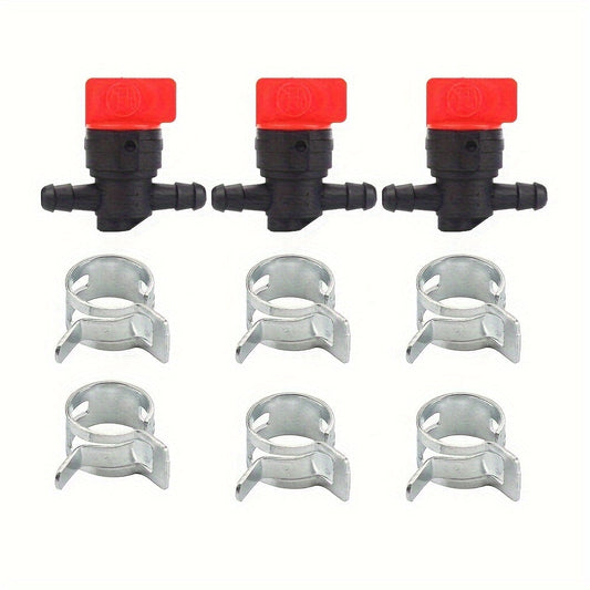 3pcs 1/4" InLine Straight Fuel Gas Cut-Off Shut Off Valve Petcock Motorcycle