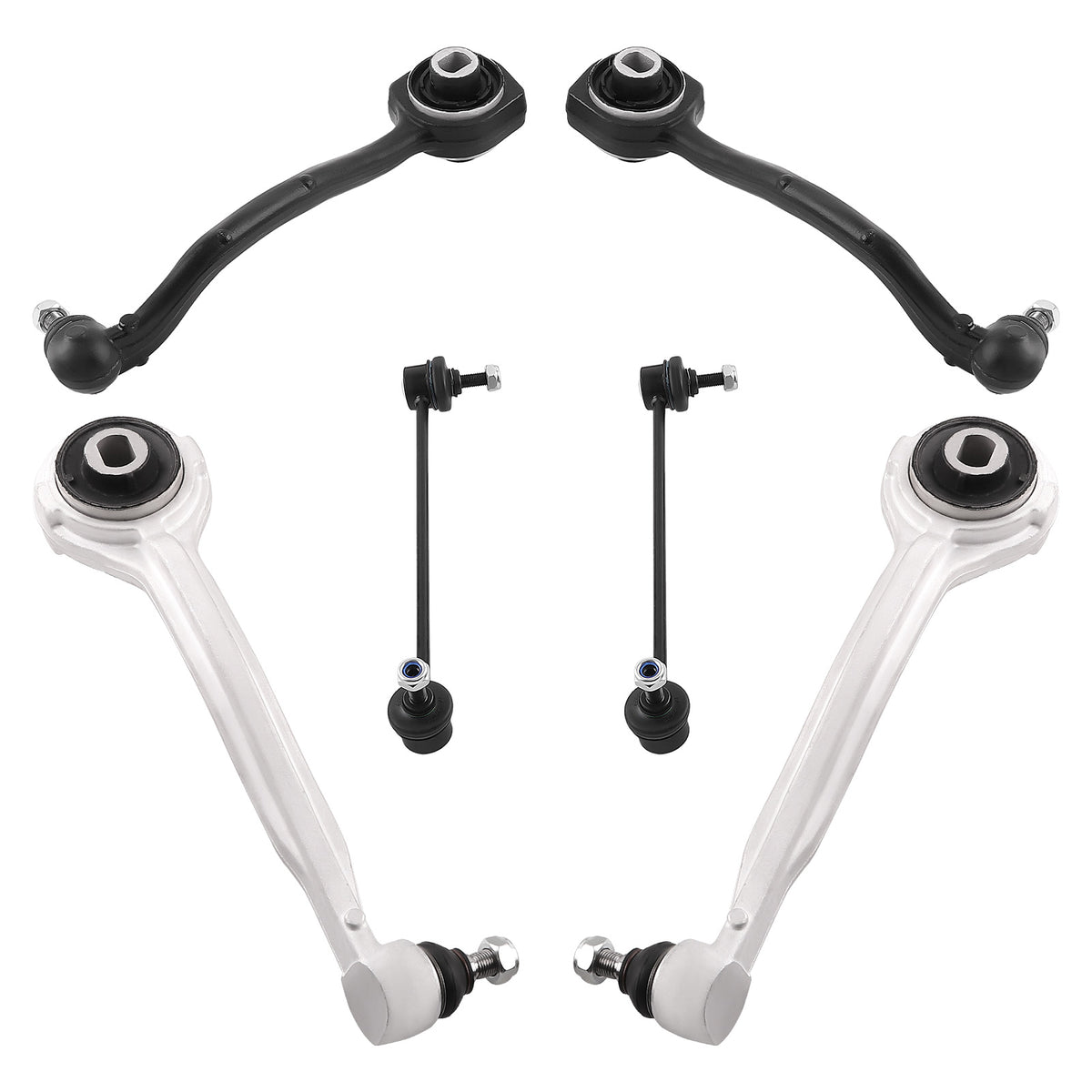 6x Front Upper & Lower Rearward Control Arms compatible For Mercedes Benz C320 2001-2005