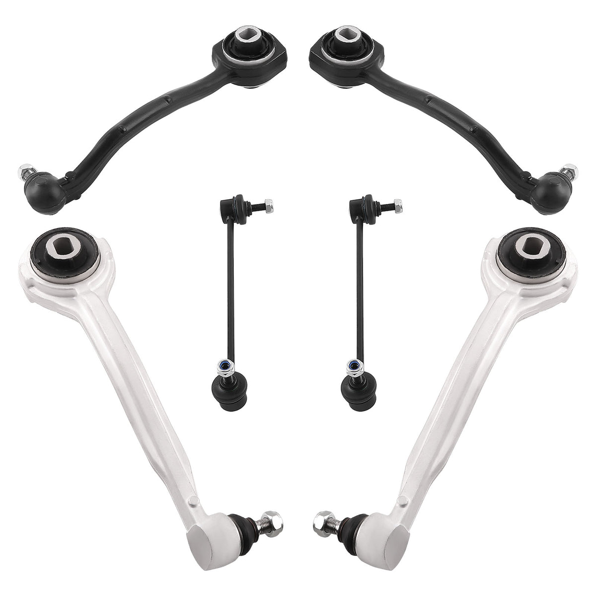 6x Front Upper & Lower Rearward Control Arms compatible For Mercedes Benz C320 2001-2005