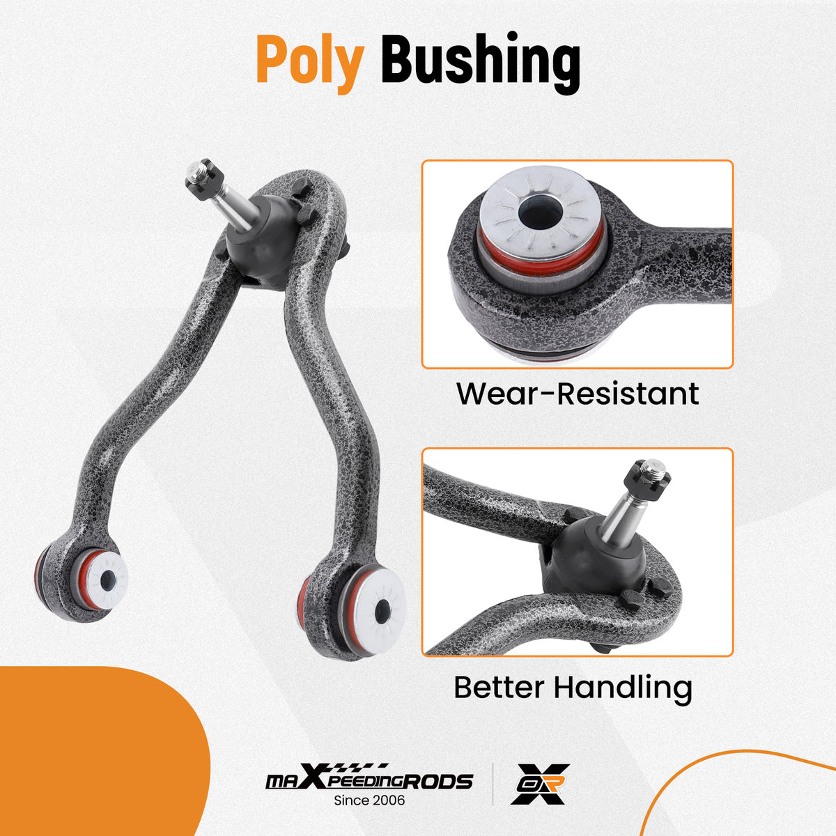 Front Upper Control Arms w Poly Bushing For 1988-1999 compatible For Chevrolet K1500 compatible For Suburban