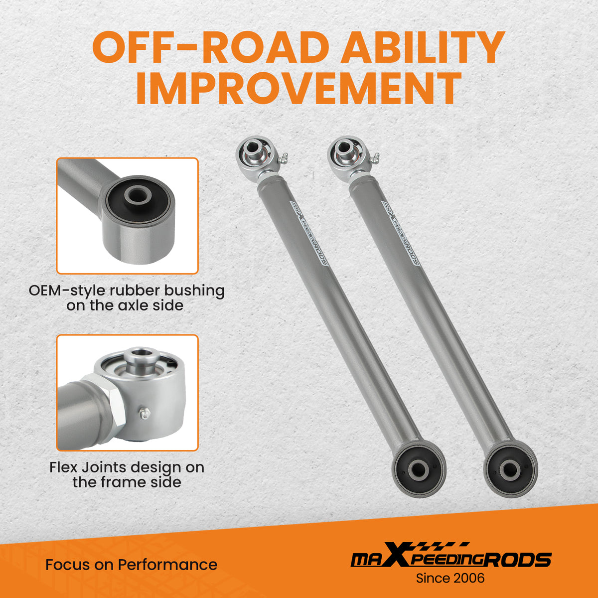 Adjustable Rear Upper Control Arms 0-6" Lift Kit compatible For Jeep Wrangler JK 2007-2018