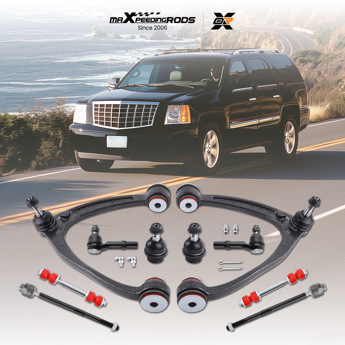 10x Front Upper Control Arms Ball Joints Tie Rods For 07-13 compatible For Chevy Silverado 1500
