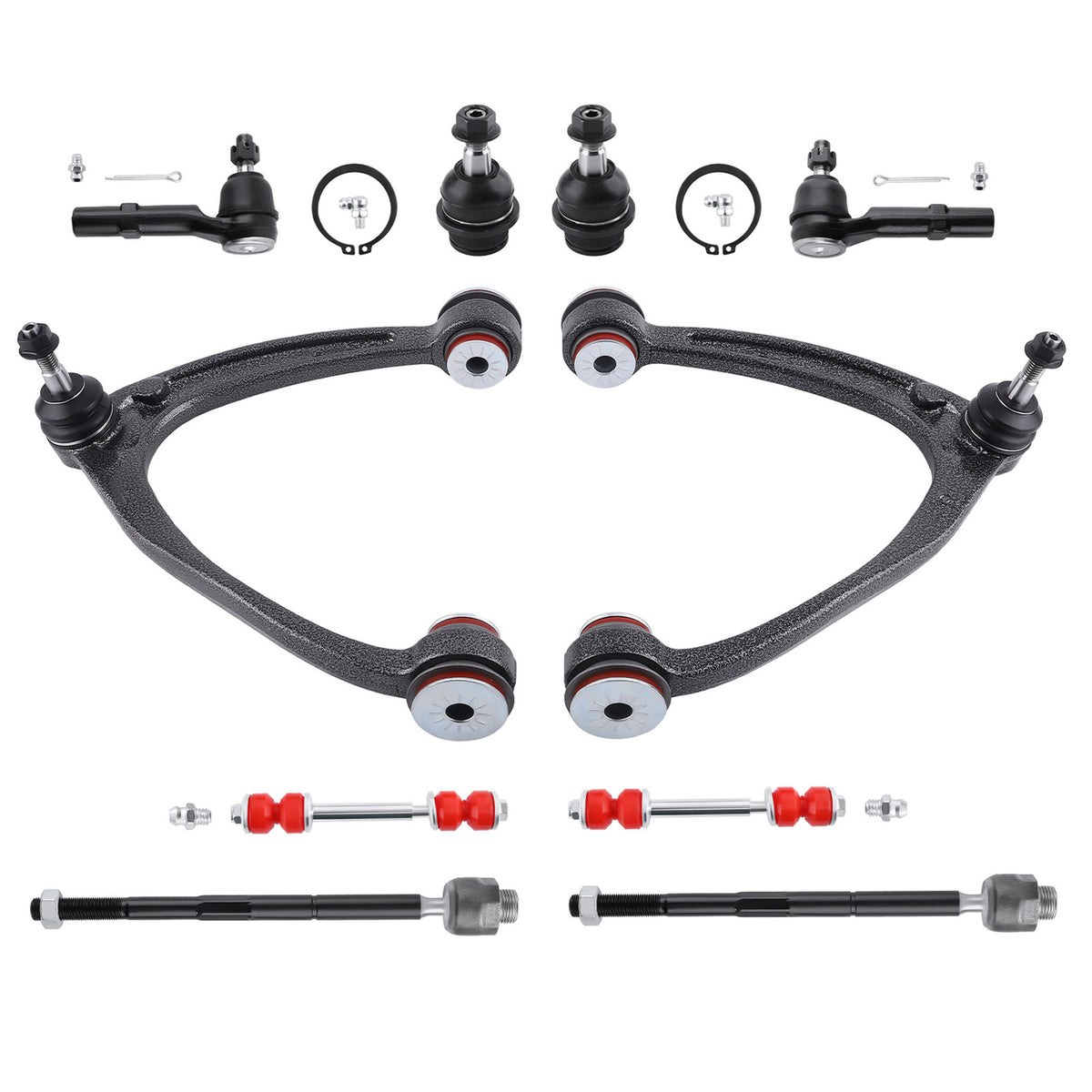 10x Front Upper Control Arms Ball Joints Tie Rods For 07-13 compatible For Chevy Silverado 1500