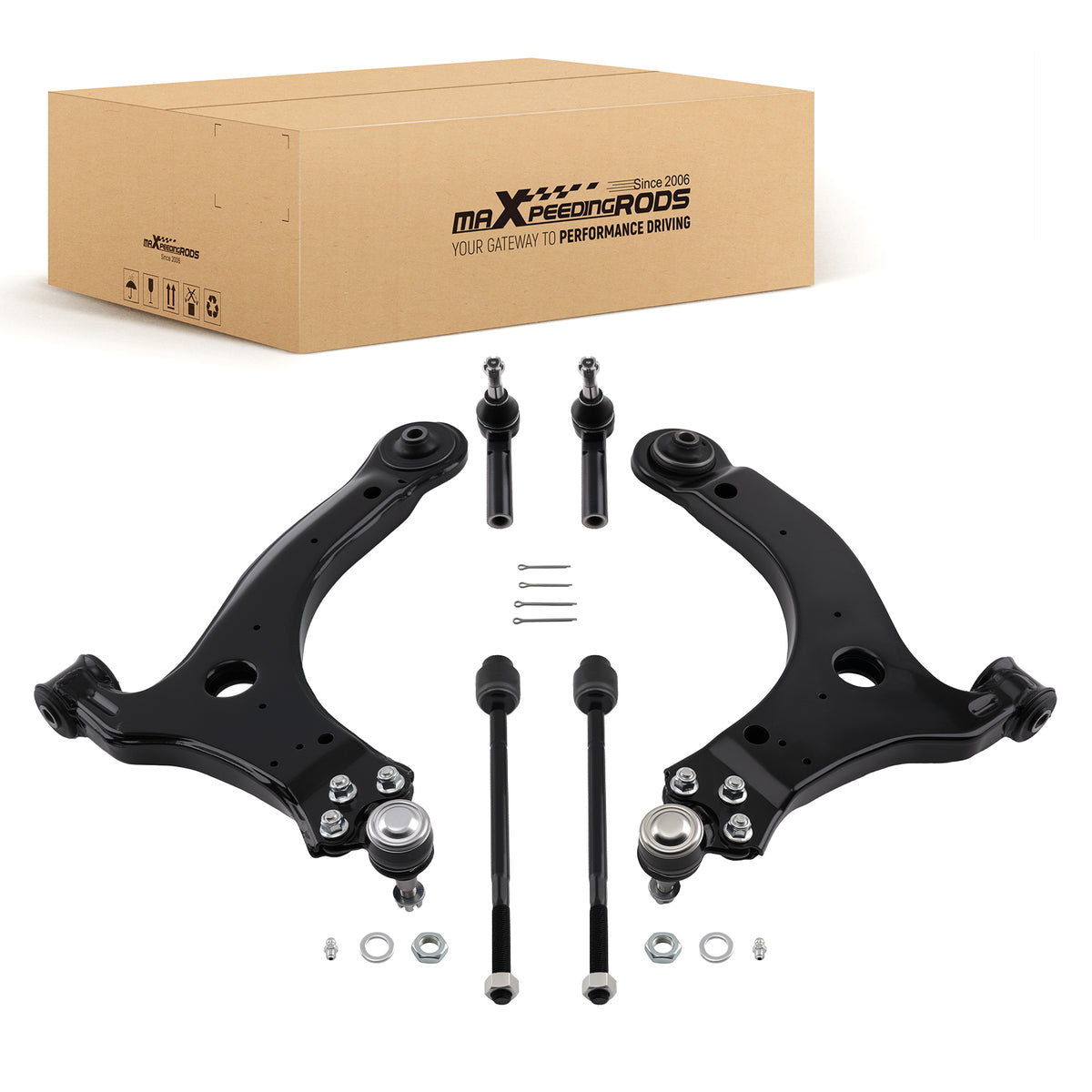 6pcs Front Lower Control Arms Tie Rods For 2005-2009 compatible For Buick Lacrosse Allure