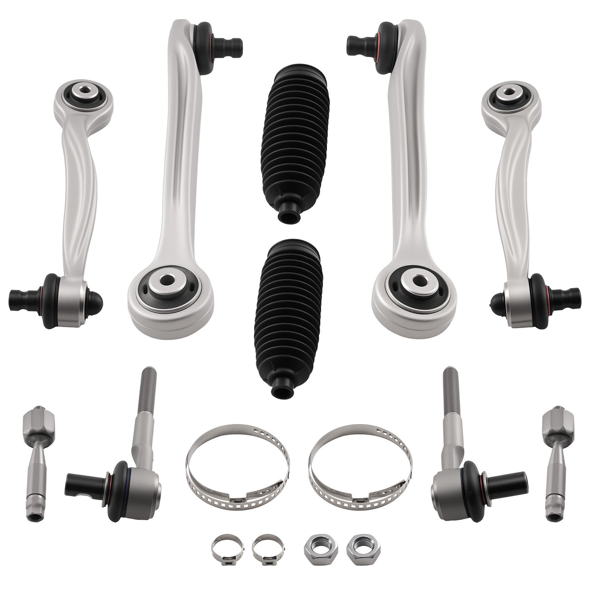 10pc Front Upper Control Arms Outer Inner Tie Rods Kit compatible For Audi A6 Quattro